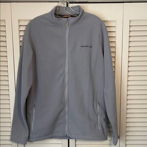 Merrell men’s Light Gray Fleece Jacket Sz M full front zipper